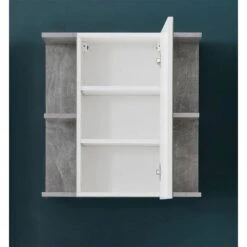 Trendteam Nano Badmöbel-Set 5-teilig Weiß Hochglanz / Beton Stone -Günstiges CYBEX || Britax || VOX Geschäft nano bd 1846 506 34 frontal geoeffnet 2