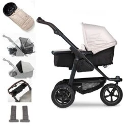 Tfk Mono 2 Kombi Kinderwagen Sand Luftrad-Set Bundle Mit Cupholder