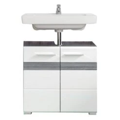 Trendteam Set-One Bad Waschbeckenunterschrank Weiß / Rauchsilber