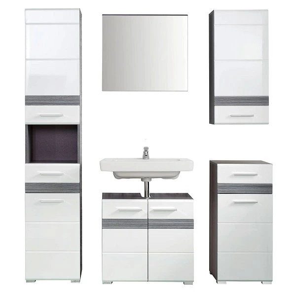 Trendteam Set-One Bad Kombination 1 Weiß / Rauchsilber 5-teilig 1 Trendteam Set-One Bad Kombination 1 Weiß / Rauchsilber 5-teilig