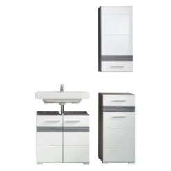 Trendteam Set-One Bad Kombination 8 Weiß / Rauchsilber 3-teilig