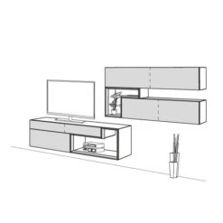 Hülsta Tetrim Wohnwand 2 - Lack-Ausführung Lowboard & Hängeelement -Günstiges CYBEX || Britax || VOX Geschäft tetrim 2 strich sp