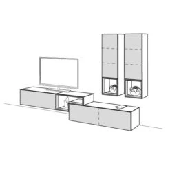 Hülsta Tetrim Wohnwand 3 - Lack & Natureiche Lowboard-Kombi & 2 Hängeelemente -Günstiges CYBEX || Britax || VOX Geschäft tetrim 3 strich sp