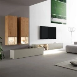 Hülsta Tetrim Wohnwand 3 - Lack & Natureiche Lowboard-Kombi & 2 Hängeelemente -Günstiges CYBEX || Britax || VOX Geschäft tetrim kombi 3