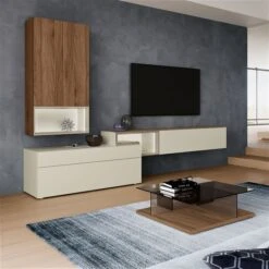 Hülsta Tetrim Wohnwand 7 - Lack & Kernnussbaum Lowboards & Hängeelement -Günstiges CYBEX || Britax || VOX Geschäft tetrim kombi 8