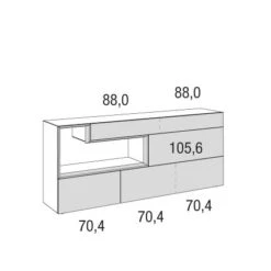 Hülsta Tetrim Sideboard 5R - Lack-Ausführung Mit Offenem Fach Und 4 Schubladen -Günstiges CYBEX || Britax || VOX Geschäft tetrim sideboard5r strich