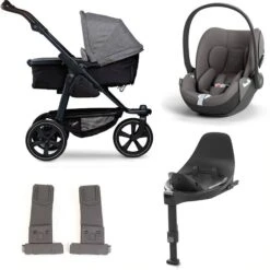 Tfk Mono 2 Kinderwagen Bundle Premium Grau Luftkammer CYBEX Cloud T I-Size + Base + Adapter