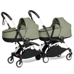 BABYZEN™ YOYO² Zwillingskinderwagen Olive Gestell White